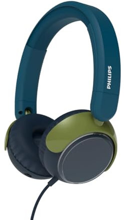Philips TAK2000CT Casque Supra-auriculaire Pliable pour Enfants de la série 2000 - Volume limité, Partage Audio, câble 3,5 mm et USB-C Inclus - Cristal Sarcelle