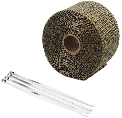Bande Thermique Echappement,Pare Chaleur Echappeme Bande de Protection Thermique en Fibre de Verre USO apto Para Moto, 2.5cm x 15m, USO apto Para Tuyau d'échappement(T-2.5cmX15m)