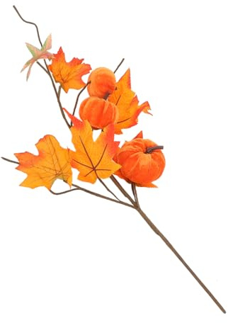 PRETYZOOM Ramo de Calabazas Artificiales con Ramas Arce para Decoración de Hogar Centro Acción de Gracias Adornos Simulación de Plantas de Bayas