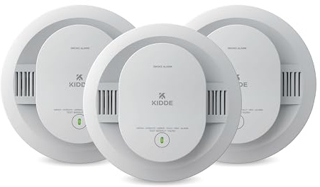 Kidde Smoke Detector, AA Battery Powered LED Status Lights, 85 dB Alarm, 5-inches, 20SDR, 3 Pack