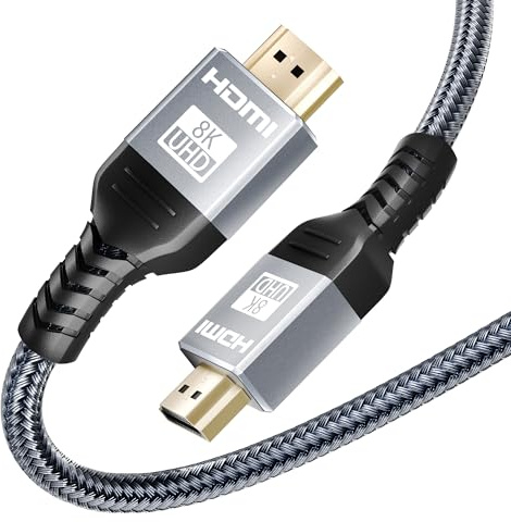 Cable HDMI 2.1 de 6.6 pies/2 m, 4K, 8K, 48 Gbps, cable HDMI de alta velocidad, compatible con PS5, Xbox Series X, Apple TV, Fire Stick, Roku TV