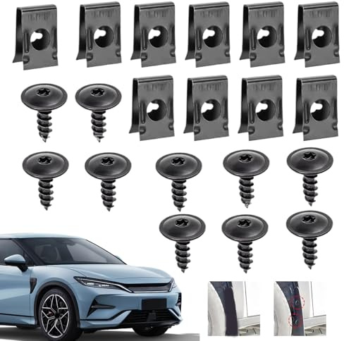 Jukeoiu Kit di Clip a U e Viti per Auto - Bullone A U E Clip Per Vite - Accessori Di Riparazione Per Fissaggio Antiruggine Per Interni Auto Pannelli Portiere Parafanghi Autocarri