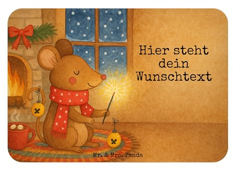 Mr. & Mrs. Panda Personalisierter Magnet Maus Weihnachten Design - Geschenk, Kühlschrankmagnet personalisierbar, Nikolaus, Mäuschen, Frohe, Weihnachtsgruß, Weihnachtsmotiv, Individueller, mit Namen