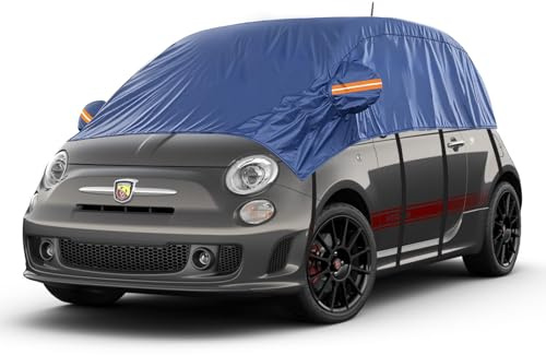 Svnqney Halbgarage 10 Schichten Wasserdicht Atmungsaktiv Autoabdeckung für FIAT 500F 2007-2025