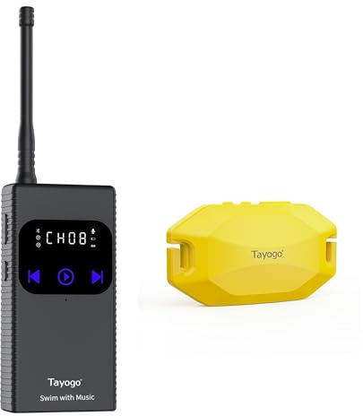 Tayogo ROCK PRO Cuffie a Conduzione Ossea Impermeabili, 4-in-1 Aperte per Nuoto, Corsa e Sport con Bluetooth, MP3, Radio FM e Modalità Ricezione (yellow-T6)