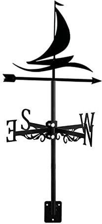 Veleta de Metal para velero de Carreras para jardín, Veleta de Metal Vintage, indicador de dirección del Viento Hueco de Acero para decoración de Techo Exterior, Potrero, Faro de b