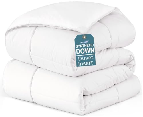 Double Duvet 10.5 Tog , Box Stitched Cotton Comforter, Corner Tabs, White | Ultra Soft Hypoallergenic Synthetic Down Filling, Box Stitched Quilt, All Seasons 200x200 cm, Hotel Quality Machine Washable