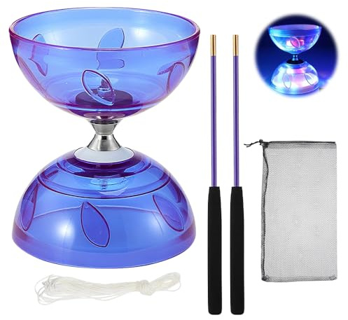 RNPKZ Diabolo Jonglier Set, Diabolo con Cuscinetti a Sfera, Set da Giocoleria diabolo con Bastoncini diabolos, Corda di Ricambio,Sacchetto a Rete, Diabolos-Set giocoliere con cuscinetto a sfera(Viola)