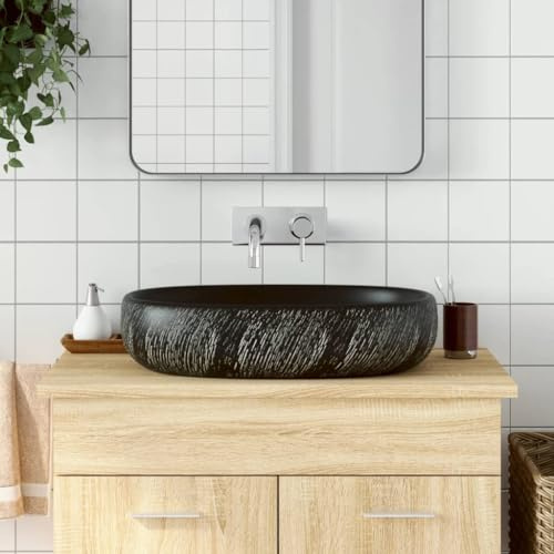 Generico Lavabo da Appoggio Nero Ovale 59x40x14 cm Ceramica,Articoli di ferramenta,Prodotti Idraulici,Articoli Idraulici,Lavandini,Lavandini bagno-155102