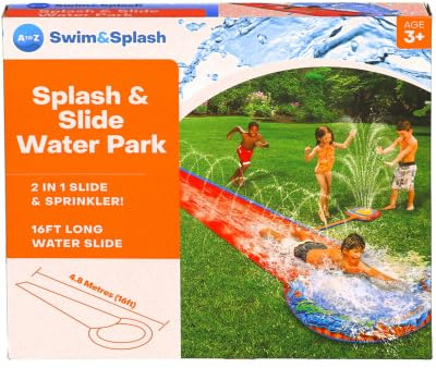 A2Z 4 Kids Splash & Slide Water Park 16ft Garden Water Slide with Sprinkler Arch 2 in 1 Outdoor Lawn Slip and Slide Mat for Children Boys & Girls Summer Water Toy Age 3+
