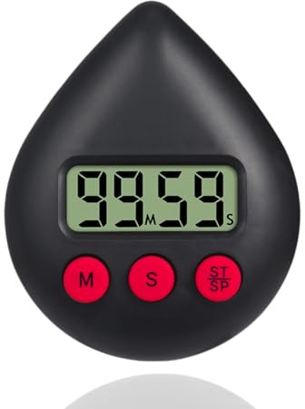 Timer digitale per doccia, impermeabile, a forma di goccia d'acqua, timer magnetico da cucina e spazzolino da denti/cronometro sauna, piccola sveglia digitale da parete per risparmio energetico, uso