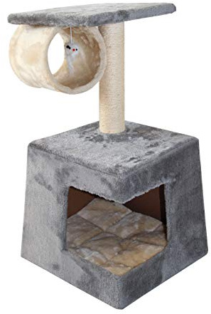 Dehner Katzen-Kratzbaum Corner, ca. 63 x 35 x 35 cm, Plüsch/Sisal, dunkelgrau