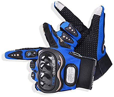 CHCYCLE Motorcycle Gloves Touch Screen Summer Motorbike powersports Protective Racing Gloves (M-Blue)