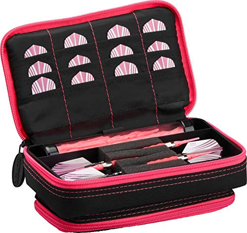 Casemaster Uni-Erwachsene Plus Schwarze Darttasche mit Rosa Rand und Handytasche Plazma