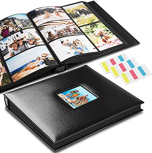 Photo Album 4x6 Photos Hold 700 Pockets Extra Large Capacity Leather Cover Black Pages with Index Tabs Wedding Picture Albums 700 Slip-in Pockets Photos Book for Anniversary Family Baby Vacation