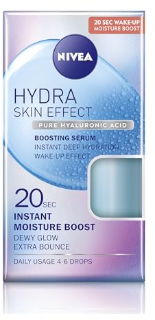 NIVEA Hydra Skin Effect Hyaluronsäure Serum (100 ml), leichtes Gesichtsserum bietet intensive 72H Hydratation für aufgeprallte und strahlende Haut. 20 Sek. schnelle Absorption