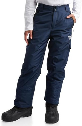 Reebok Pantalon de neige pour garçon - Pantalon de snowboard imperméable lourd avec poches cargo, guêtres de neige - Pantalon de ski pour garçons (4-20), taille 4, bleu marine vectoriel