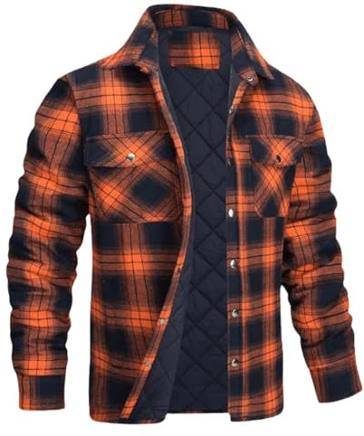 Oanviso Veste Hiver Homme Chaud Veste Polaire à Revers Veste à Carreaux Veste D'extérieur avec Bouton Chemise Polaire en Plaid Blousons de Travail Décontracté Manteau A 03 XXL