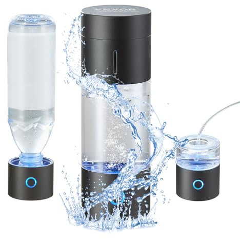 VEVOR Wasserstoff-Wasserflaschengenerator, tragbarer Wasserstoff-Wasserbereiter 230 ml, wasserstoffreiches Wasserionisationsgerät mit SPE-Technologie, mit Nasen-Inhalationsschlauch & Selbstreinigung
