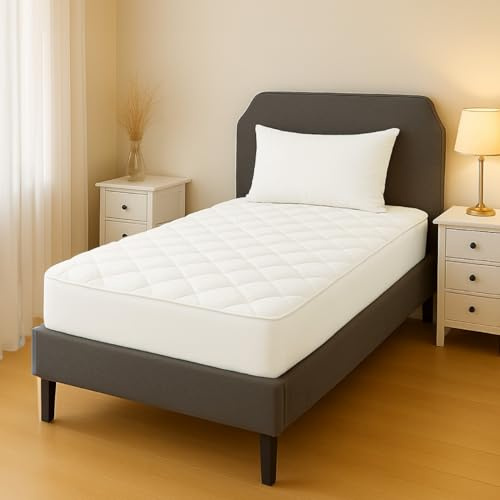 Acrali Home Quilted Single Mattress Protector, UltraSoft 3-Layer Design with Deep Fitted Skirt, Breathable & Anti-Allergy – Machine Washable Bed Cover (90x190+35cm)