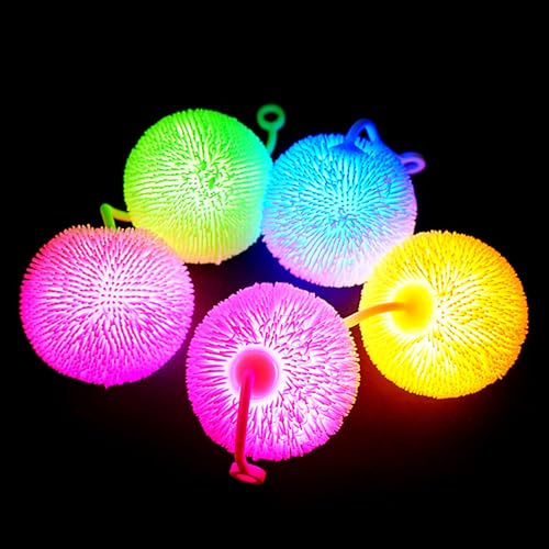 XineYuor 5PCS Leuchtball Kinder,Leuchtende Kugel Ball Glühende Igelball Elastizität Flash-Haar Ball Kinder Lustige Spielzeug Led Flummies Kind