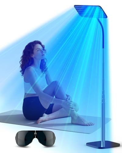 Jitesy Solarium Für Zuhause,50W Bräunungslampe Mit Versenkbarem Sockel,225PCS 460NM+490NM Blaulichttherapie Perlen,Gesichtsbräuner für den Heimgebrauch