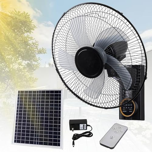 Générique Ventilateur solaire mural,Ventilateurs muraux 40cm pour tonnelle 14400 mAh Ventilateurs solaires 20 W avec télécommande,Ventilateur avec Panneau Solaire pour terrasses,jardin,vérandas