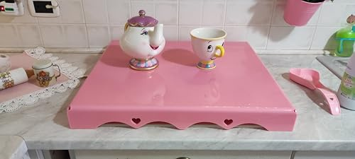 Coprifornelli Shabby Design in Plexiglass per Cucina | Copri Fornelli Decorativo Su Misura | Protezione Piano Cottura (Rosa, Fascia 2 – da 54 a 57 cm)