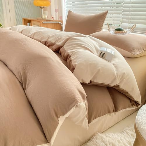 LSZHBSL Parure de lit - Housse de Couette 180 x 220 cm en 100% Coton - 4 Pièces pour lit Standard 2 Personnes Réversible avec 2 Taie d'oreiller