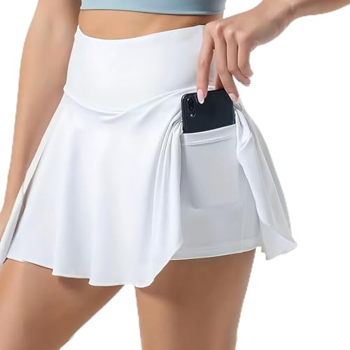 Eniyou Falda Padel Mujer Falda Tenis Deportiva Mujer Falda Pantalon Mujer Deporte con Bolsillo Faldas Deportivas Adecuado para Deportes como Correr, Fitness, Golf y Yoga