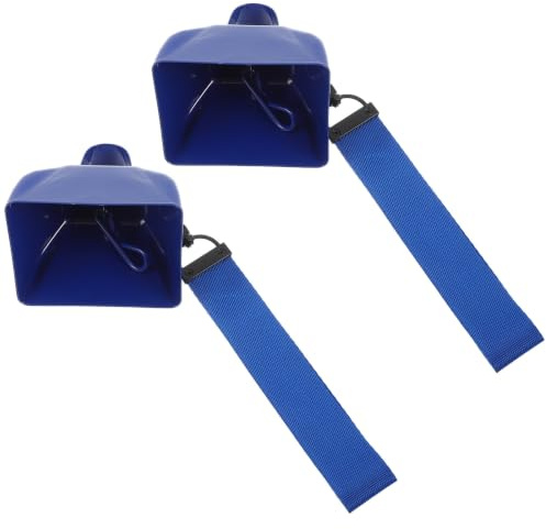 TOYANDONA 2 Piezas Campana de Mano Metálica Azul de 3 Pulgadas Correa para Muñeca, Sonido Fuerte y Nítido, Fácil de Usar para Animar en Eventos Deportivos y Reuniones Multitudinarias
