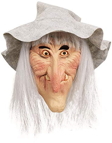 Bristol Novelty Unisex Adult Halloween Witch Latex Mask with Hair and Hat