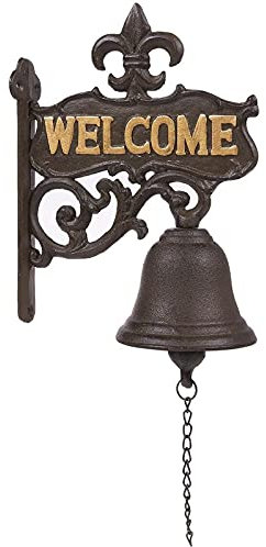 Juvale Cloche de dîner en fonte pour porte d'entrée extérieure, porche, cloche de bienvenue Style antique et vintage pour décoration d'intérieur (noir, 17 x 22,6 x 2 cm)