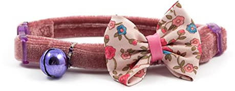 Ancol Sicherheits-Katzenhalsband mit Vintage-Schleife, luxuriöses Samthalsband mit Abnehmbarer Schleife und abbrechbarer Schnalle, inklusive Warnglocke
