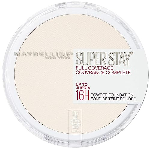 Maybelline Super Stay Full Coverage Powder Foundation Makeup, Up to 16 Hour Wear, Soft, Creamy Matte Foundation, Fair Porcelain, 1 Count