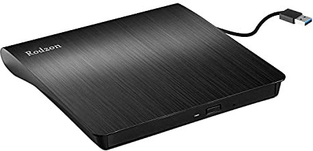 Rodzon Lecteur CD DVD Externe USB 3.0, Graveur CD/DVD /-RW/ROM Transmission à Grande Windows 10/8 / 7 / XP/Vista/Linux/Mac OS
