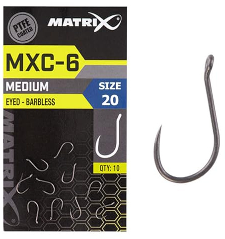 FOX Matrix MXC-6 Medium Eyed Hook Barbless Größe 20 GHK148 Schonhaken Haken Stipphaken Hooks