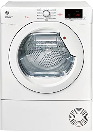 Hoover HLEC8DE H-Dry 300 8kg Condenser Tumble Dryer, Aquavision, White, Sensor dry, NFC