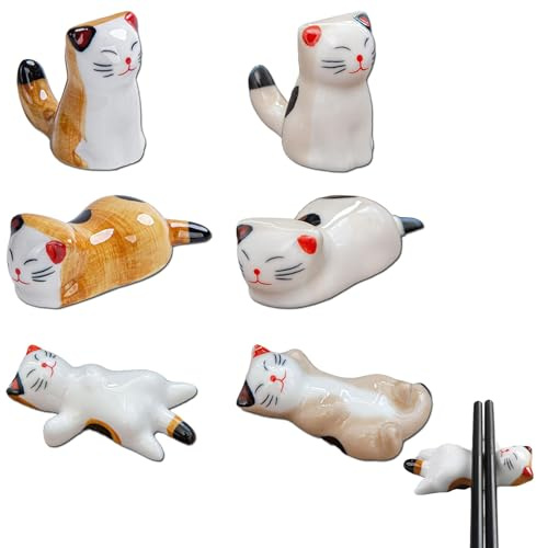 Eterspr 6 stycken keramiska ätpinnar vila, keramiska kattpinnar vila, för kök, matbord, bestickförvaring
