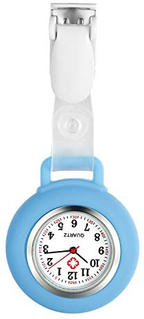Avaner Krankenschwesteruhr Silikon Schwesternuhr mit Clip: Taschenuhr Krankenschwester Schwesteruhr Pflegeruhr Ansteckuhr FOB Analog Quarzwerk Uhr für Arzt Doktor Krankenschwester Damen Herren
