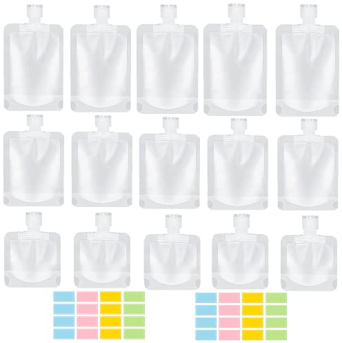 SEQUHITKU 17 Pack Travel Pouches for Toiletries,TSA Approved,Travel Size Portable Containers,Stand Up Pouch,Refillable Travel Accessories for Shampoo Conditioner Lotion Soap Liquids (B-17pcs)