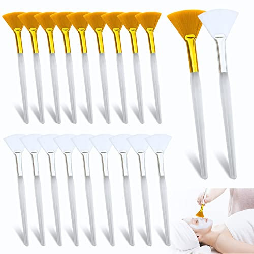 Bekecidi 20 pezzi Pennello per maschera per il viso Pennello a ventaglio Setole morbide Pennello per trucco di bellezza(Transparent handle)