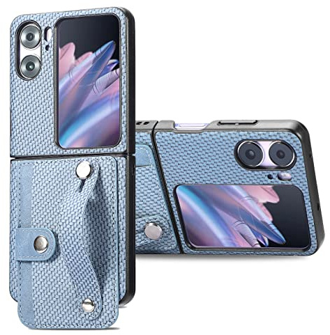 COQUE Oppo Find N2 Flip,Multi-Fentes Mince avec Cadre Photo de Protection bandoulière Longue Corde, Housse de téléphone Pliable pour Oppo Find N2 Flip-Bleu