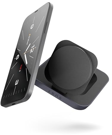 ZENS Magnetic Aluminium konvertibles kabelloses Ladegerät kompatibel mit MagSafe (15 Watt, Qi-Zertifiziert, Netzteil mit Kabel inklusive) Schwarz