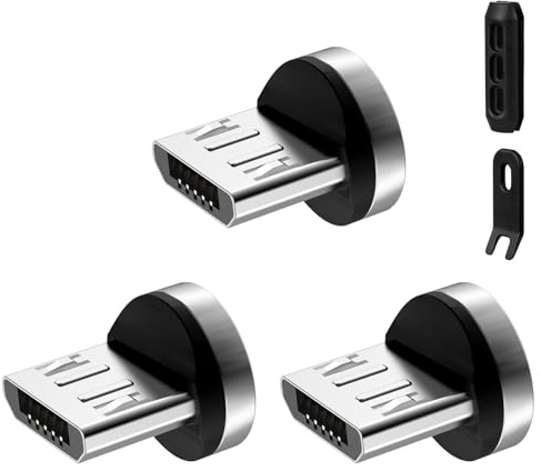 AXFEE 1 Pin Micro USB Magnet Adapter [3 Stück], Magnetisches Stecker, Ersatzstecker Phone Staubschutz Verbinder für Megnetisches USB Ladekabel
