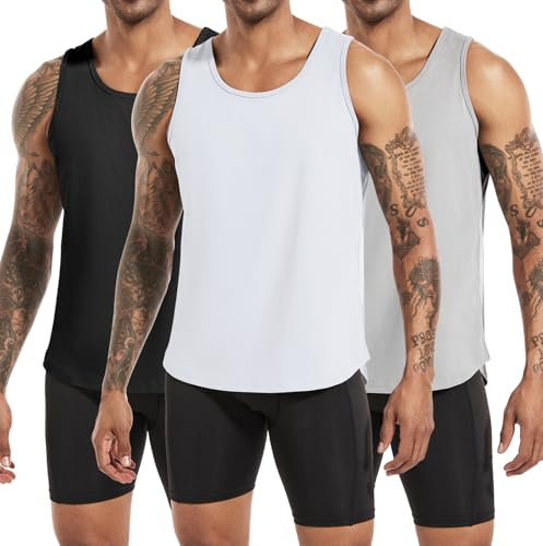 Boyzn 3er Pack Herren Tank Top Fitness Tankshirt Ärmelloses Training Workout Achselshirt Sommer Unterhemd Funktionsunterhemd Laufshirt ts