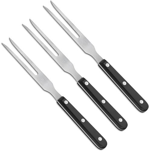 3 Pezzi Forchetta per Carne in Acciaio Inox, Forchettone per Carne, Forchettone Barbecue, Forchetta per Arrosti con Manico, Forchettone da Carne in Acciaio Inossidabile, per Maiale, Pollo, Barbecue