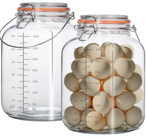 Galssmagic 2 Pack 1 Gallon Glass Jar with Airtight Lids,Super Wide Mouth Large Mason Jars 128 oz,Glass Gallon Jugs Storage Container for Sun Tea,Kombucha,Storing,Canning