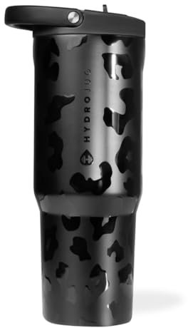 HydroJug Sport - Vaso de acero inoxidable con popote, aislado al vacío, botella de agua a prueba de fugas de 32 onzas, diseño ergonómico, reutilizable, apto para lavavajillas, base de goma, duradero