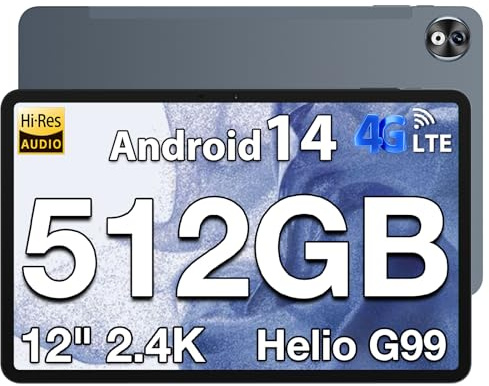 DOOGEE T40 PRO Tablet 12 Zoll Android 14 Tablet LTE, Helio G99 20GB RAM+512GB ROM(2TB TF) PC, 2.4K Display Gaming Tablets, 10800mAh Akku, 16MP+8MP/ 4G Dual SIM/ 5G WiFi/GPS/Widevine L1